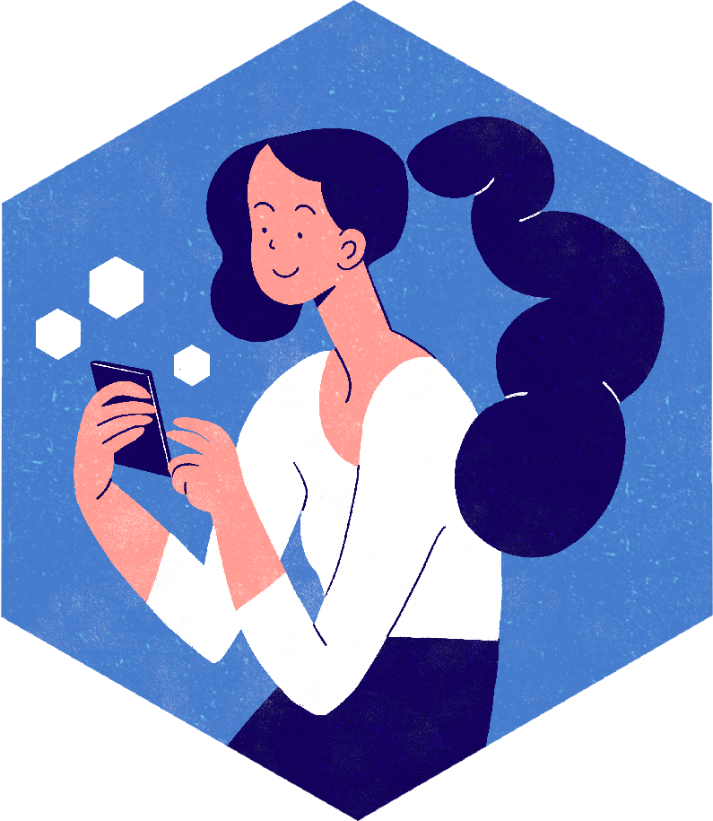 Person using their phone. Lydia Hill Illustration. All rights reserved.